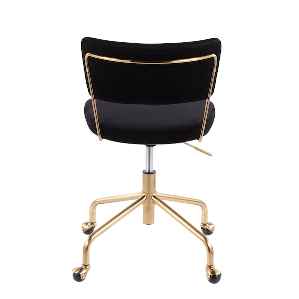 Lumisource Tania Task Chair in Gold Metal and Black Velvet - OC-TANIA AUVBK