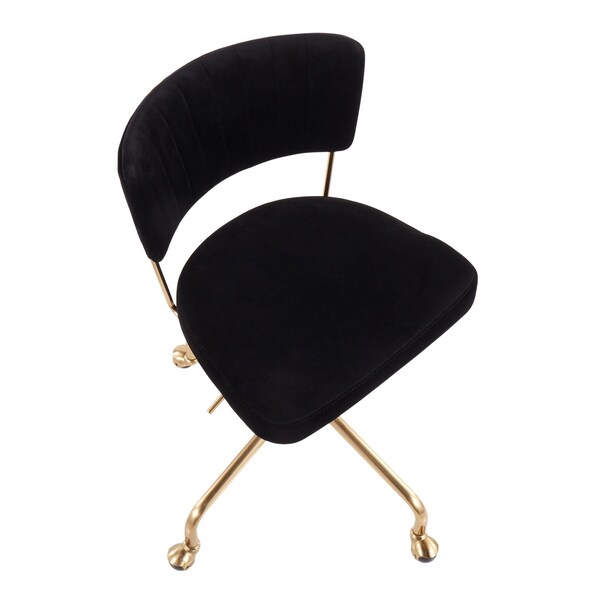Lumisource Tania Task Chair in Gold Metal and Black Velvet - OC-TANIA AUVBK