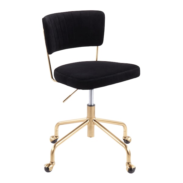Lumisource Tania Task Chair in Gold Metal and Black Velvet - OC-TANIA AUVBK