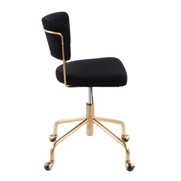 Lumisource Tania Task Chair in Gold Metal and Black Velvet - OC-TANIA AUVBK