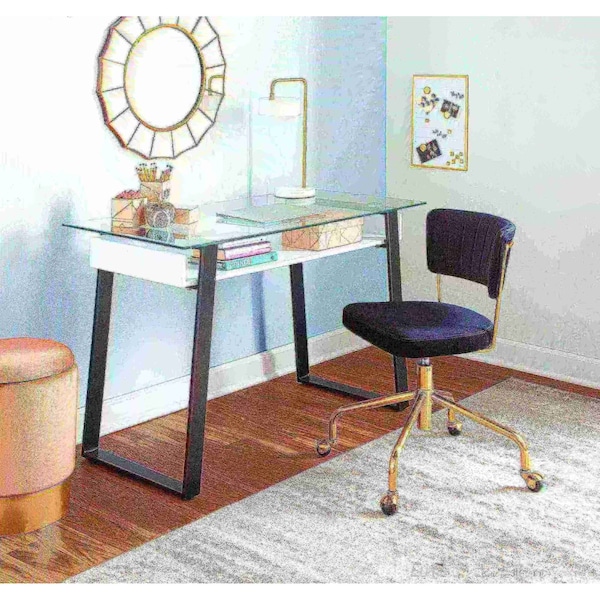 Lumisource Tania Task Chair in Gold Metal and Black Velvet - OC-TANIA AUVBK
