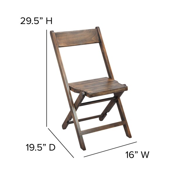 Flash Furniture Slatted Wood Folding Special Event Chair - Antique Black, PK4 - 4-WFC-SLAT-AB-GG