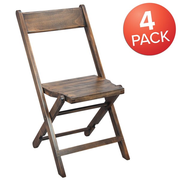 Flash Furniture Slatted Wood Folding Special Event Chair - Antique Black, PK4 - 4-WFC-SLAT-AB-GG