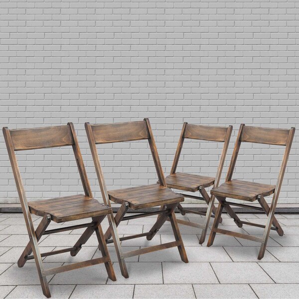 Flash Furniture Slatted Wood Folding Special Event Chair - Antique Black, PK4 - 4-WFC-SLAT-AB-GG