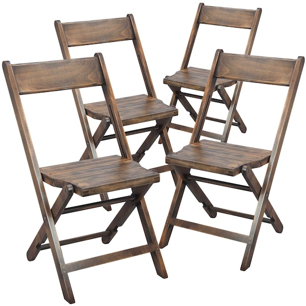Flash Furniture Slatted Wood Folding Special Event Chair - Antique Black, PK4 - 4-WFC-SLAT-AB-GG