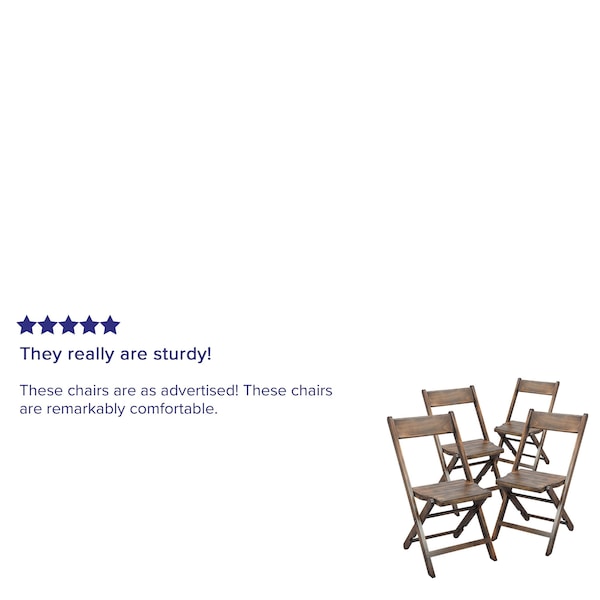 Flash Furniture Slatted Wood Folding Special Event Chair - Antique Black, PK4 - 4-WFC-SLAT-AB-GG