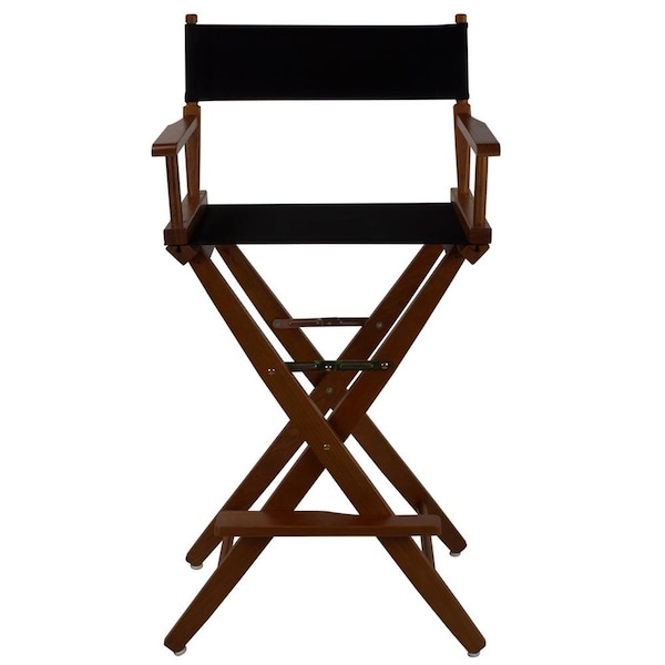 American Trail 206-34-032-15 30 in. Extra-Wide Premium Directors Chair, Oak Frame with Black Color Cover - 206-34/032-15