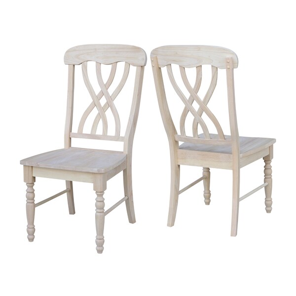 International Concepts Set of 2 Lattice Side Chairs, Unfinished - C-390P