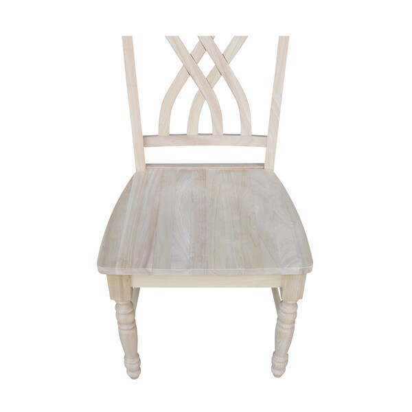 International Concepts Set of 2 Lattice Side Chairs, Unfinished - C-390P