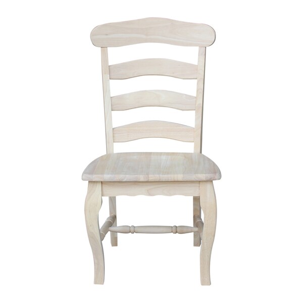 International Concepts Set of 2 Country French Chairs with Solid Seats, Unfinished - C-219P