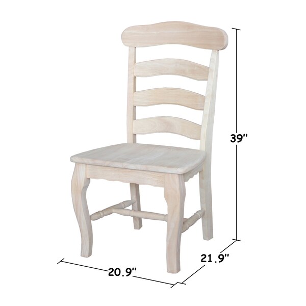International Concepts Set of 2 Country French Chairs with Solid Seats, Unfinished - C-219P