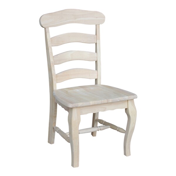 International Concepts Set of 2 Country French Chairs with Solid Seats, Unfinished - C-219P