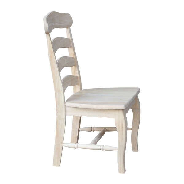 International Concepts Set of 2 Country French Chairs with Solid Seats, Unfinished - C-219P