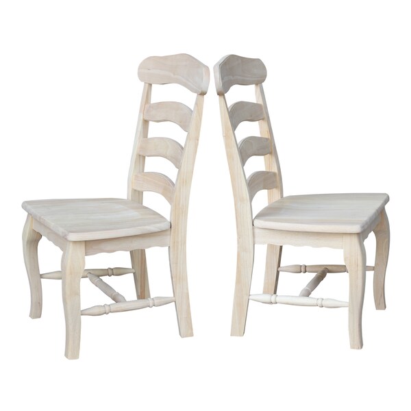 International Concepts Set of 2 Country French Chairs with Solid Seats, Unfinished - C-219P