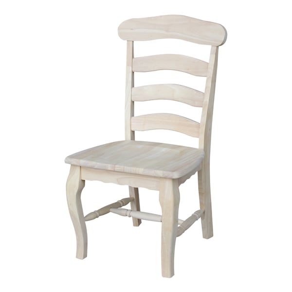 International Concepts Set of 2 Country French Chairs with Solid Seats, Unfinished - C-219P