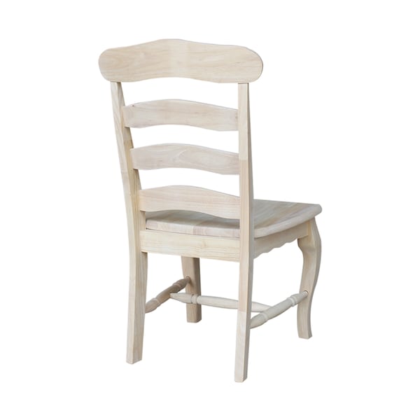 International Concepts Set of 2 Country French Chairs with Solid Seats, Unfinished - C-219P