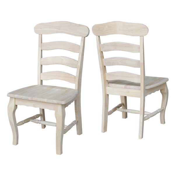 International Concepts Set of 2 Country French Chairs with Solid Seats, Unfinished - C-219P