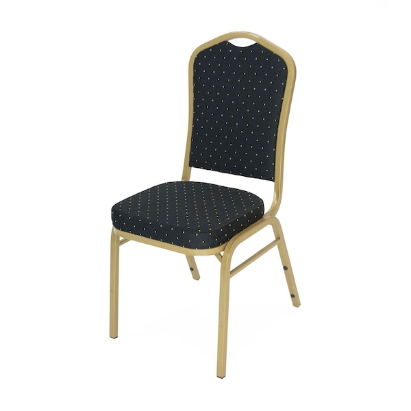 Atlas Commercial Products Crown Back Banquet Chair, Gold Frame, Black Pattern - CBC9BKFGF