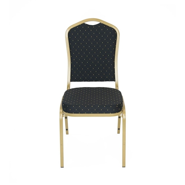 Atlas Commercial Products Crown Back Banquet Chair, Gold Frame, Black Pattern - CBC9BKFGF