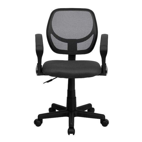 Flash Furniture Mesh Task Chair, 15-1/2" to 19-1/2", Fixed Arms, Gray - WA-3074-GY-A-GG