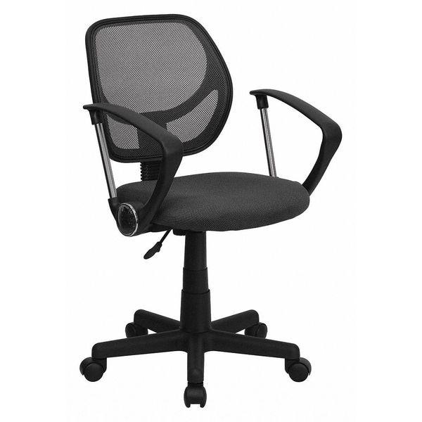 Flash Furniture Mesh Task Chair, 15-1/2" to 19-1/2", Fixed Arms, Gray - WA-3074-GY-A-GG