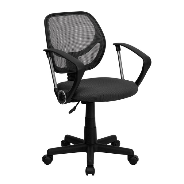 Flash Furniture Mesh Task Chair, 15-1/2" to 19-1/2", Fixed Arms, Gray - WA-3074-GY-A-GG