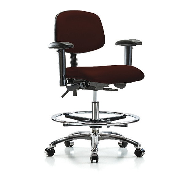 Blue Ridge Ergonomics Medium Bench Chair Chair, Vin, Med Ben, CF Cast, Burg, Adjustable Arms, 22" to 29" Height, Vinyl - BR-VMBCH-CR-T1-A1-CF-CC-8569