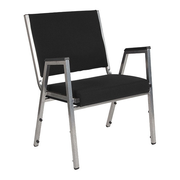 Flash Furniture Contemporary Chair Hercules Baritrc Chair, Slvr Frm, Blk Fbrc, Fixed Arms, 18" Height, Fabric - XU-DG-60443-670-1-BK-GG