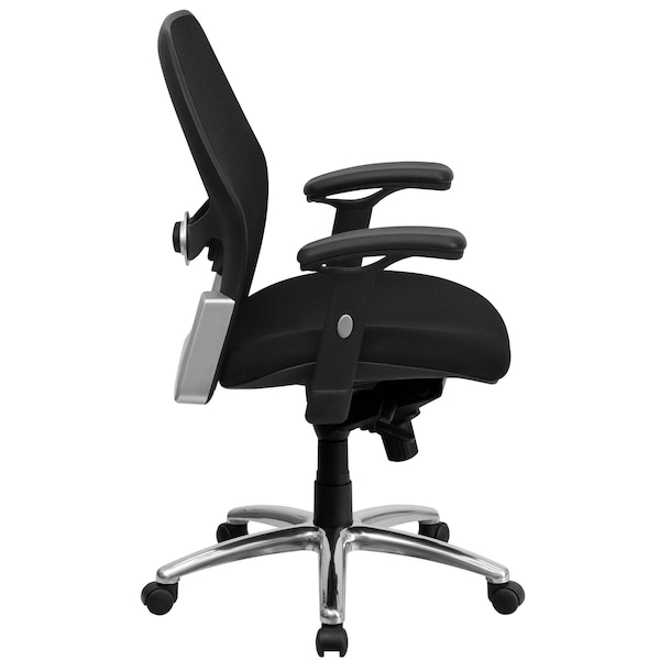 Flash Furniture Contemporary Chair Mid-Back Exec Mesh Chair, Black, Adjustable Arms, 17-3/4" to 21" Height, Mesh - LF-W42-GG