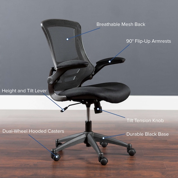 Flash Furniture Black Mesh Swivel Ergonomic Task Chairs, 5PK - 5-BL-X-5M-BK-GG