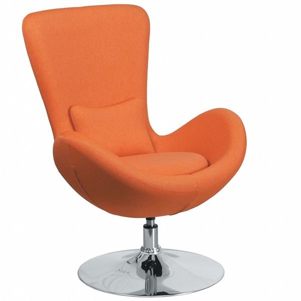 Flash Furniture Egg Side Reception Chair, Orange Fabric Seat, 30 W 30" L 38 H, Integrated Curved - CH-162430-OR-FAB-GG