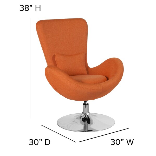 Flash Furniture Egg Side Reception Chair, Orange Fabric Seat, 30 W 30" L 38 H, Integrated Curved - CH-162430-OR-FAB-GG