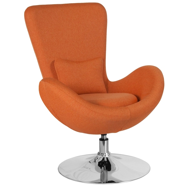 Flash Furniture Egg Side Reception Chair, Orange Fabric Seat, 30 W 30" L 38 H, Integrated Curved - CH-162430-OR-FAB-GG