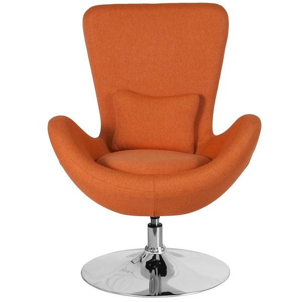 Flash Furniture Egg Side Reception Chair, Orange Fabric Seat, 30 W 30" L 38 H, Integrated Curved - CH-162430-OR-FAB-GG