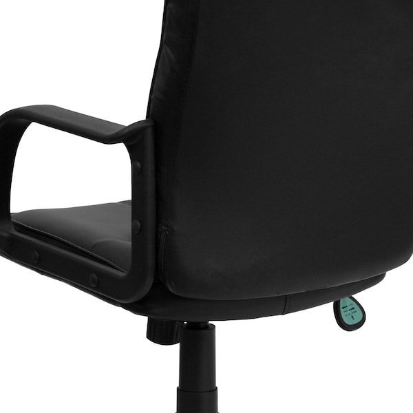 Flash Furniture Metal Contemporary Chair, 17" to 20-1/2", Fixed Arms, Black - GO-228S-BK-LEA-GG