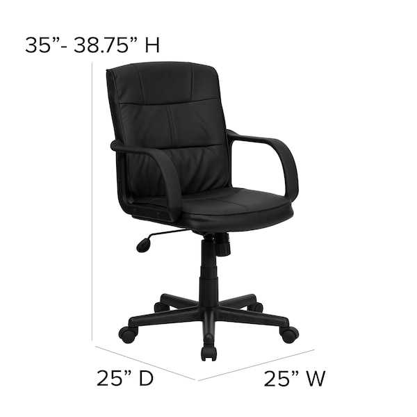 Flash Furniture Metal Contemporary Chair, 17" to 20-1/2", Fixed Arms, Black - GO-228S-BK-LEA-GG