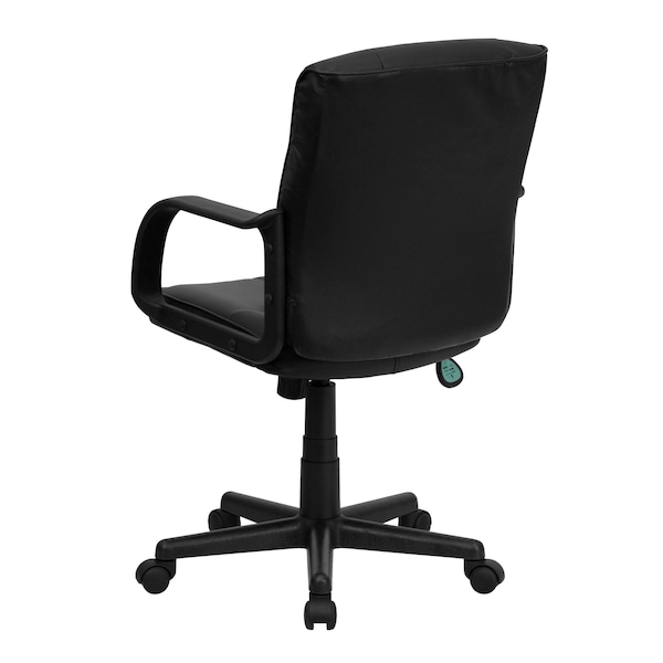 Flash Furniture Metal Contemporary Chair, 17" to 20-1/2", Fixed Arms, Black - GO-228S-BK-LEA-GG