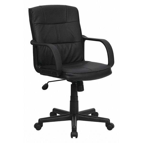 Flash Furniture Metal Contemporary Chair, 17" to 20-1/2", Fixed Arms, Black - GO-228S-BK-LEA-GG