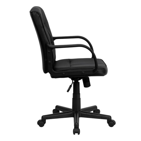 Flash Furniture Metal Contemporary Chair, 17" to 20-1/2", Fixed Arms, Black - GO-228S-BK-LEA-GG