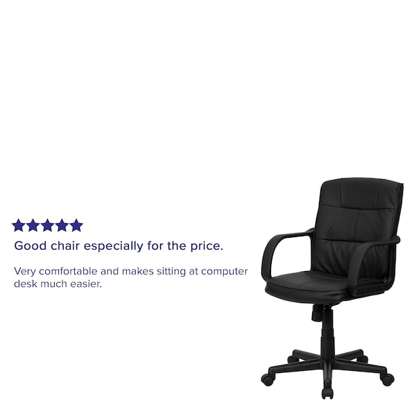 Flash Furniture Metal Contemporary Chair, 17" to 20-1/2", Fixed Arms, Black - GO-228S-BK-LEA-GG