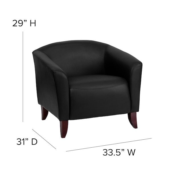 Flash Furniture Hercules Imperial Chair, Black Back, 33-1/2 in W 31" L 29" H, Sloping, Leather Seat - 111-1-BK-GG