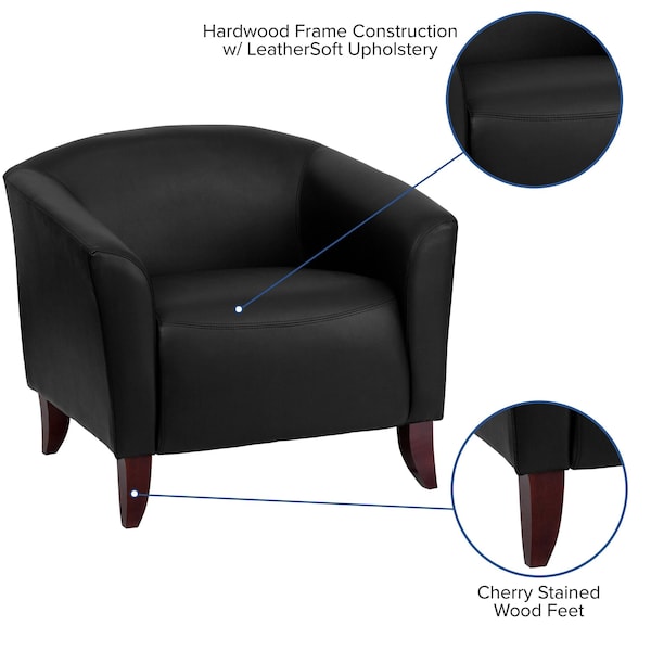 Flash Furniture Hercules Imperial Chair, Black Back, 33-1/2 in W 31" L 29" H, Sloping, Leather Seat - 111-1-BK-GG