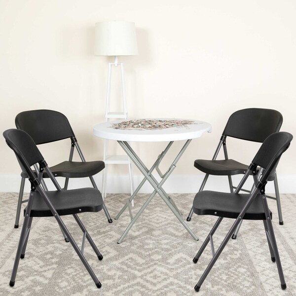 Flash Furniture 330 lb. Capacity Black Plastic Folding Chair, 4PK - 4-DAD-YCD-50-GG