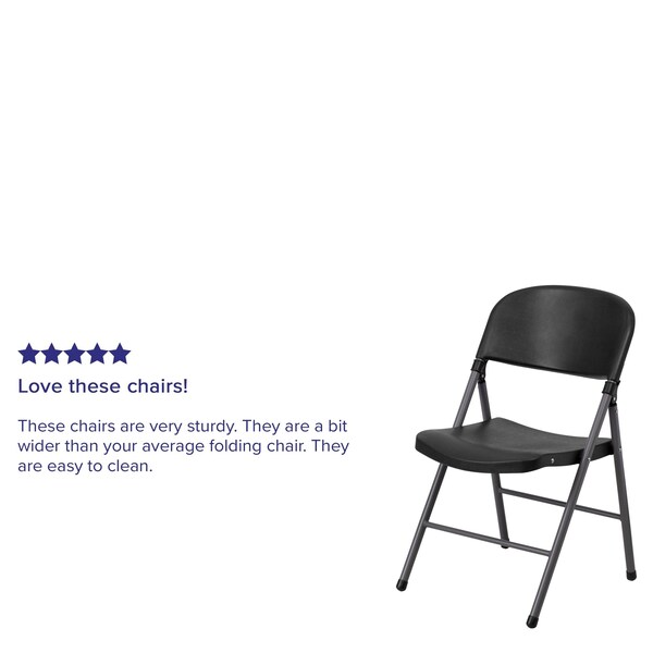 Flash Furniture 330 lb. Capacity Black Plastic Folding Chair, 4PK - 4-DAD-YCD-50-GG