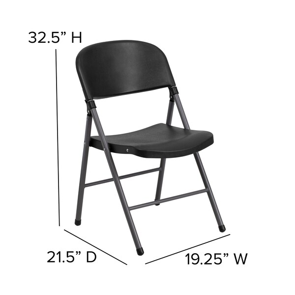 Flash Furniture 330 lb. Capacity Black Plastic Folding Chair, 4PK - 4-DAD-YCD-50-GG
