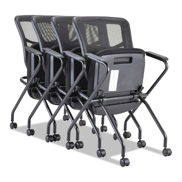 Alera Nesting Chairs, Elusion Srs, Mesh, Blk, PK2, Flared 7-Bar, Mesh, Black - ALEEL4914