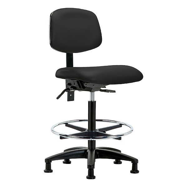Zoro Select High Bench Chair Ergonomic Chair, No Arms, 25" to 34-1/2" Height, Vinyl, Black - BR-VHBCH-RG-T1-A0-CF-RG-8540