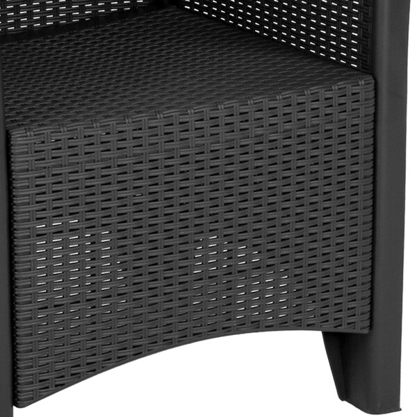 Flash Furniture Rattan Chair/Table Set, Gray, Dark Gray Seat, Gray Back, 22.5 W 33.5 H, Plastic, Resin Seat - DAD-SF3-2P-SET-GG