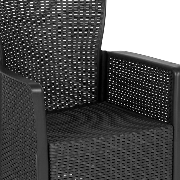 Flash Furniture Rattan Chair/Table Set, Gray, Dark Gray Seat, Gray Back, 22.5 W 33.5 H, Plastic, Resin Seat - DAD-SF3-2P-SET-GG