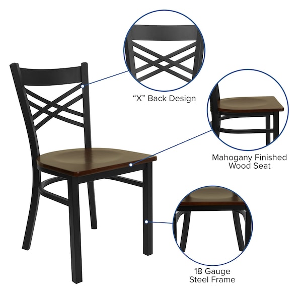 Flash Furniture Hercules Restaurant Chair, 16-1/2 in W 17" L 32-1/4" H - XU-6FOBXBK-MAHW-GG